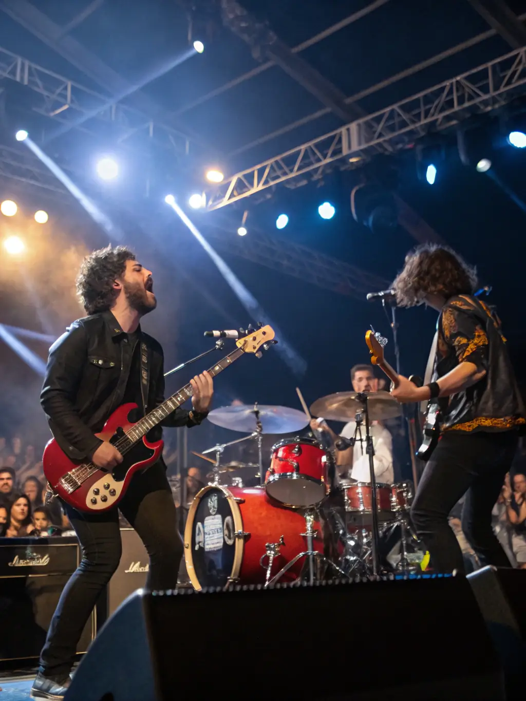 A vibrant image of musicians performing live on stage, showcasing a diverse ensemble playing various instruments and creating a rich soundscape.